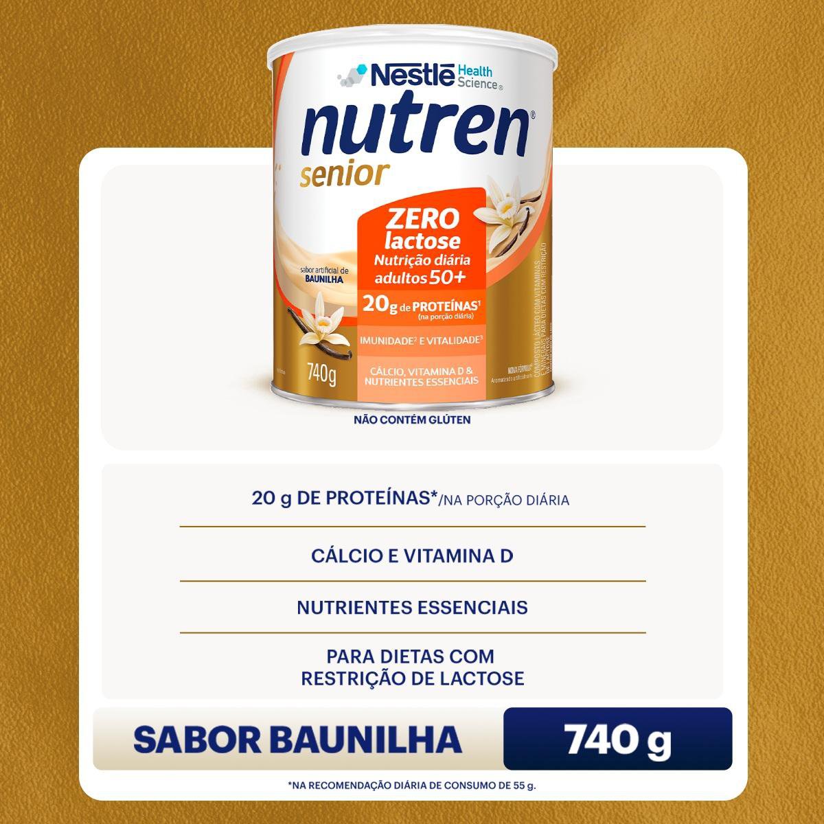 NUTREN SENIOR 740G ZERO LACTOSE BAUNILHA - Imagem 2