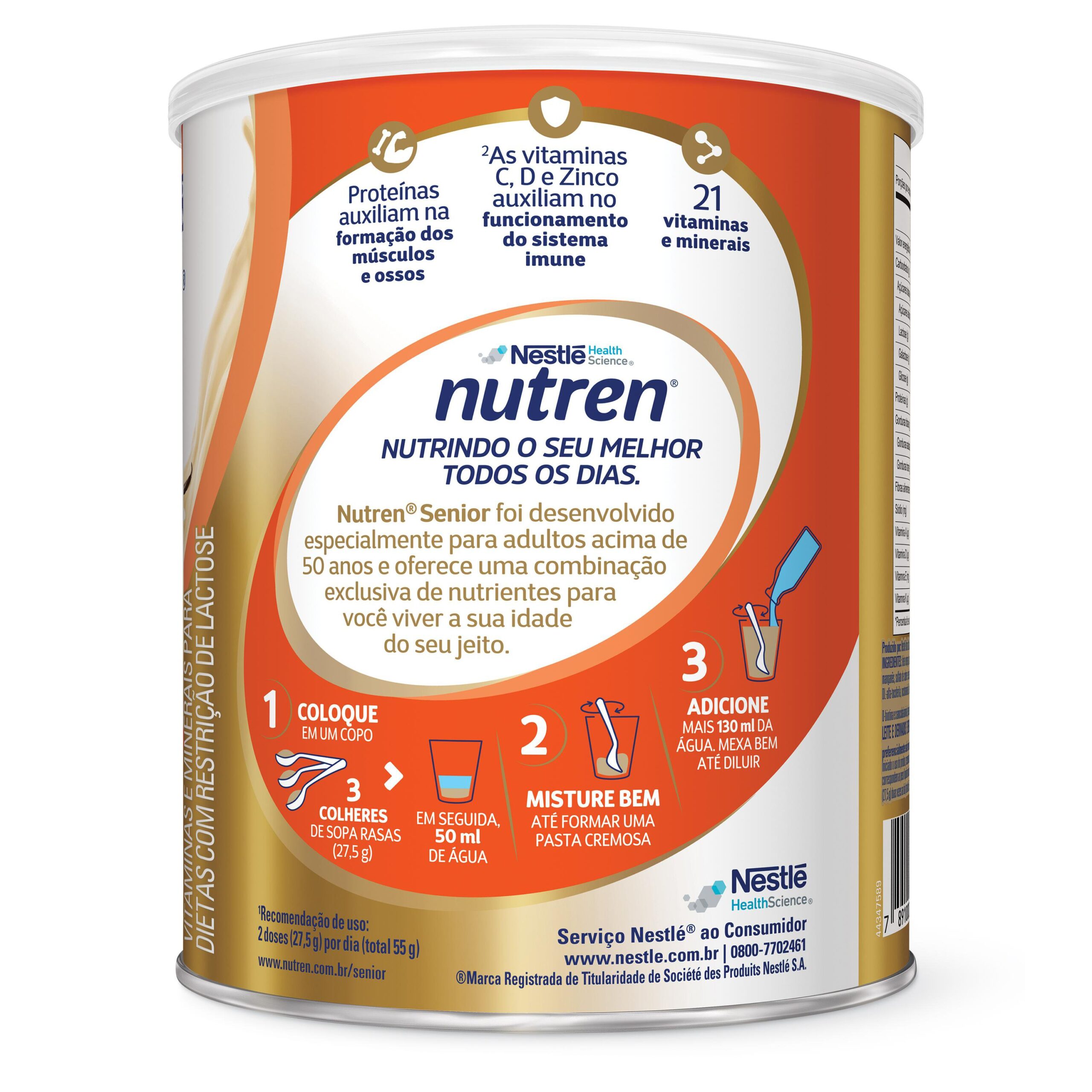 NUTREN SENIOR 740G ZERO LACTOSE BAUNILHA - Imagem 3